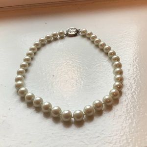 Ralph Lauren Pearl Necklace with Monogrammed Clasp